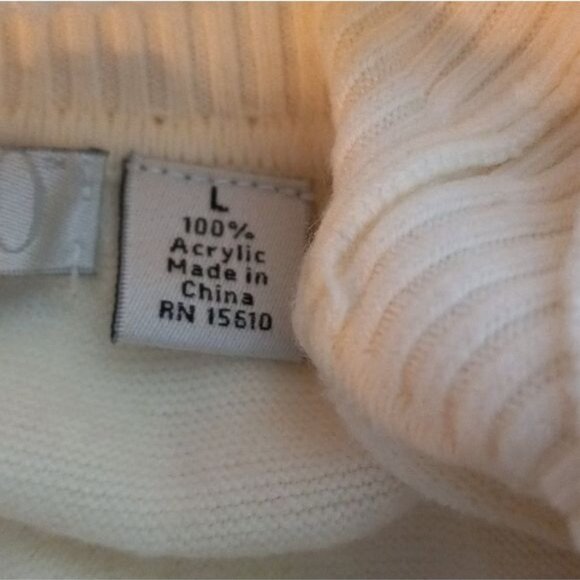 Luxe By Mercer Street Studio Size L Ivory 3/4 Sleeve Cowl Neck Sweater Acrylic - Picture 8 of 9